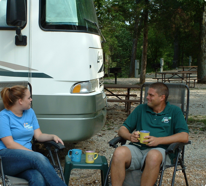 A man and a woman sitting in chairs